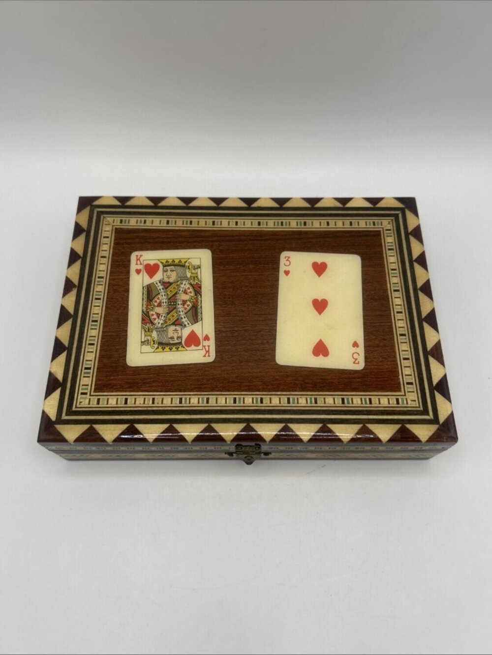 Miguel Laguna Playing Card Box Lacquered Mosaic Wood Inlay Handmade In Spain